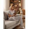 image:imageLILLUSORY Womens 2 Piece Matching Lounge Sets Summer Henley Neck Wide Leg Pants Casual Sweat SuitKhaki