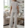 image:imageLILLUSORY Womens 2 Piece Matching Lounge Sets Summer Henley Neck Wide Leg Pants Casual Sweat SuitTan
