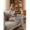 image:imageLILLUSORY Womens 2 Piece Matching Lounge Sets Summer Henley Neck Wide Leg Pants Casual Sweat SuitTan