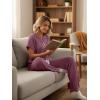 image:imageLILLUSORY Womens 2 Piece Matching Lounge Sets Summer Henley Neck Wide Leg Pants Casual Sweat SuitWine Red