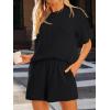 image:imageLILLUSORY Womens 2 Piece Short Set Summer Lounge 2026 Travel Vacation Beach Cruise Matching Outfit Ribbed LoungewearBlack