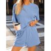 image:imageLILLUSORY Womens 2 Piece Short Set Summer Lounge 2026 Travel Vacation Beach Cruise Matching Outfit Ribbed LoungewearBlue