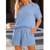 image:imageLILLUSORY Womens 2 Piece Short Set Summer Lounge 2026 Travel Vacation Beach Cruise Matching Outfit Ribbed LoungewearBlue