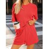 image:imageLILLUSORY Womens 2 Piece Short Set Summer Lounge 2026 Travel Vacation Beach Cruise Matching Outfit Ribbed LoungewearOrange