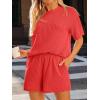 image:imageLILLUSORY Womens 2 Piece Short Set Summer Lounge 2026 Travel Vacation Beach Cruise Matching Outfit Ribbed LoungewearOrange