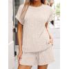 image:imageLILLUSORY Womens 2 Piece Short Sets Summer Lounge Outfits Vacation Travel Cruise Airport Spring Cute Matching Pajamas 2026Apricot