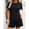 image:imageLILLUSORY Womens 2 Piece Short Sets Summer Lounge Outfits Vacation Travel Cruise Airport Spring Cute Matching Pajamas 2026Black