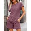 image:imageLILLUSORY Womens 2 Piece Short Sets Summer Lounge Outfits Vacation Travel Cruise Airport Spring Cute Matching Pajamas 2026Burgundy