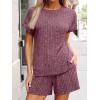 image:imageLILLUSORY Womens 2 Piece Short Sets Summer Lounge Outfits Vacation Travel Cruise Airport Spring Cute Matching Pajamas 2026Burgundy