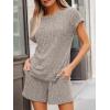 image:imageLILLUSORY Womens 2 Piece Short Sets Summer Lounge Outfits Vacation Travel Cruise Airport Spring Cute Matching Pajamas 2026Camel