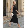 image:imageLILLUSORY Womens 2026 Summer Bodycon Midi Dress Elegant Ruched Split Wedding Guest Party Cocktail Wrap Dresses Trendy OutfitsBlack