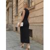 image:imageLILLUSORY Womens 2026 Summer Bodycon Midi Dress Elegant Ruched Split Wedding Guest Party Cocktail Wrap Dresses Trendy OutfitsBlack