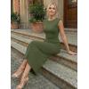 image:imageLILLUSORY Womens 2026 Summer Bodycon Midi Dress Elegant Ruched Split Wedding Guest Party Cocktail Wrap Dresses Trendy OutfitsGreen