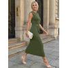 image:imageLILLUSORY Womens 2026 Summer Bodycon Midi Dress Elegant Ruched Split Wedding Guest Party Cocktail Wrap Dresses Trendy OutfitsGreen