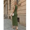 image:imageLILLUSORY Womens 2026 Summer Bodycon Midi Dress Elegant Ruched Split Wedding Guest Party Cocktail Wrap Dresses Trendy OutfitsGreen