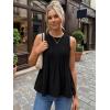 image:imageLILLUSORY Womens Babydoll Peplum Tops Sleeveless Pleated Tank Tops  Summer Flowy Dressy Casual Blouses for Daily Work 2026Black