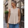 image:imageLILLUSORY Womens Babydoll Peplum Tops Sleeveless Pleated Tank Tops  Summer Flowy Dressy Casual Blouses for Daily Work 2026Khaki
