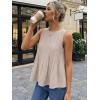 image:imageLILLUSORY Womens Babydoll Peplum Tops Sleeveless Pleated Tank Tops  Summer Flowy Dressy Casual Blouses for Daily Work 2026Khaki