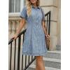image:imageLILLUSORY Womens Denim Dress  Knee Length Button Down Casual Short Sleeves Jean DressBay Blue