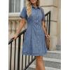 image:imageLILLUSORY Womens Denim Dress  Knee Length Button Down Casual Short Sleeves Jean DressBlue