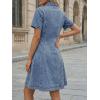 image:imageLILLUSORY Womens Denim Dress  Knee Length Button Down Casual Short Sleeves Jean DressBlue