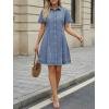 image:imageLILLUSORY Womens Denim Dress  Knee Length Button Down Casual Short Sleeves Jean DressBlue