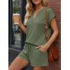 image:imageLILLUSORY Womens Henley 2 Piece Short Sets Summer 2026 Lounge Spring Beach Airport Travel Vacation Outfits Matching SweatsuitArmy Green
