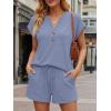 image:imageLILLUSORY Womens Henley 2 Piece Short Sets Summer 2026 Lounge Spring Beach Airport Travel Vacation Outfits Matching SweatsuitBlue