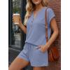 image:imageLILLUSORY Womens Henley 2 Piece Short Sets Summer 2026 Lounge Spring Beach Airport Travel Vacation Outfits Matching SweatsuitBlue