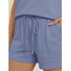 image:imageLILLUSORY Womens Henley 2 Piece Short Sets Summer 2026 Lounge Spring Beach Airport Travel Vacation Outfits Matching SweatsuitBlue
