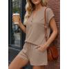 image:imageLILLUSORY Womens Henley 2 Piece Short Sets Summer 2026 Lounge Spring Beach Airport Travel Vacation Outfits Matching SweatsuitDark Khaki