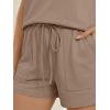 image:imageLILLUSORY Womens Henley 2 Piece Short Sets Summer 2026 Lounge Spring Beach Airport Travel Vacation Outfits Matching SweatsuitDark Khaki