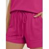 image:imageLILLUSORY Womens Henley 2 Piece Short Sets Summer 2026 Lounge Spring Beach Airport Travel Vacation Outfits Matching SweatsuitHot Pink