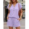image:imageLILLUSORY Womens Henley 2 Piece Short Sets Summer 2026 Lounge Spring Beach Airport Travel Vacation Outfits Matching SweatsuitPurple