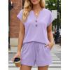 image:imageLILLUSORY Womens Henley 2 Piece Short Sets Summer 2026 Lounge Spring Beach Airport Travel Vacation Outfits Matching SweatsuitPurple