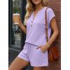 image:imageLILLUSORY Womens Henley 2 Piece Short Sets Summer 2026 Lounge Spring Beach Airport Travel Vacation Outfits Matching SweatsuitPurple