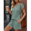 image:imageLILLUSORY Womens Henley 2 Piece Short Sets Summer 2026 Lounge Spring Beach Airport Travel Vacation Outfits Matching SweatsuitSage Green