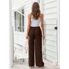 image:imageLILLUSORY Womens Linen Summer Palazzo Pants Flowy Wide Leg Beach Pants with PocketsCocoa