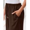 image:imageLILLUSORY Womens Linen Summer Palazzo Pants Flowy Wide Leg Beach Pants with PocketsCocoa
