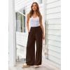 image:imageLILLUSORY Womens Linen Summer Palazzo Pants Flowy Wide Leg Beach Pants with PocketsCocoa