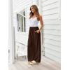 image:imageLILLUSORY Womens Linen Summer Palazzo Pants Flowy Wide Leg Beach Pants with PocketsCocoa