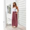 image:imageLILLUSORY Womens Linen Summer Palazzo Pants Flowy Wide Leg Beach Pants with PocketsDark Pink