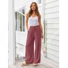 image:imageLILLUSORY Womens Linen Summer Palazzo Pants Flowy Wide Leg Beach Pants with PocketsDark Pink
