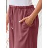 image:imageLILLUSORY Womens Linen Summer Palazzo Pants Flowy Wide Leg Beach Pants with PocketsDark Pink