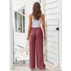 image:imageLILLUSORY Womens Linen Summer Palazzo Pants Flowy Wide Leg Beach Pants with PocketsDark Pink
