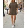 image:imageLILLUSORY Womens Lounge Sets Shorts 2 Piece Matching Pajamas Summer Outfits 2026 Casual Oversized Sweatsuits Spring ClothesCoffee