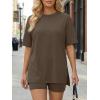 image:imageLILLUSORY Womens Lounge Sets Shorts 2 Piece Matching Pajamas Summer Outfits 2026 Casual Oversized Sweatsuits Spring ClothesCoffee