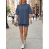 image:imageLILLUSORY Womens Lounge Sets Shorts 2 Piece Matching Pajamas Summer Outfits 2026 Casual Oversized Sweatsuits Spring ClothesDark Blue