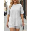 image:imageLILLUSORY Womens Lounge Sets Shorts 2 Piece Matching Pajamas Summer Outfits 2026 Casual Oversized Sweatsuits Spring ClothesGrey