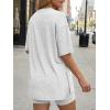 image:imageLILLUSORY Womens Lounge Sets Shorts 2 Piece Matching Pajamas Summer Outfits 2026 Casual Oversized Sweatsuits Spring ClothesGrey